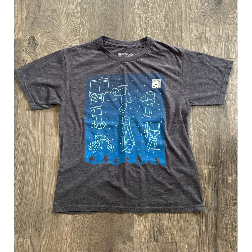 Mojang Minecraft Jinx Constellations Tee Kids Large Gray Cotton Blend Excellent
